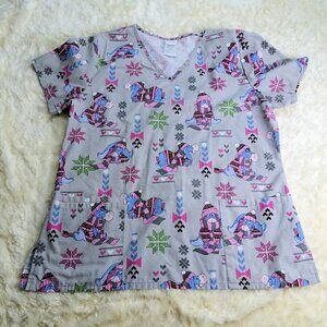 Winnie the Pooh Eeyore Winter Scrubs Size Medium
